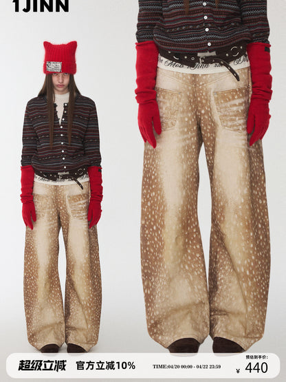 Fawn Embroidered Wide-Leg Jeans