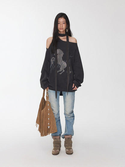 Pleated Cat Whisker Denim Jeans