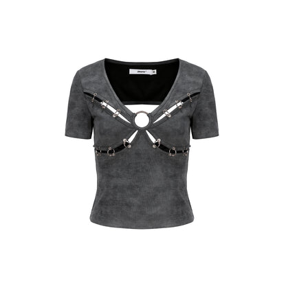 T-shirt a cerchio grigio scuro/grigio chiaro