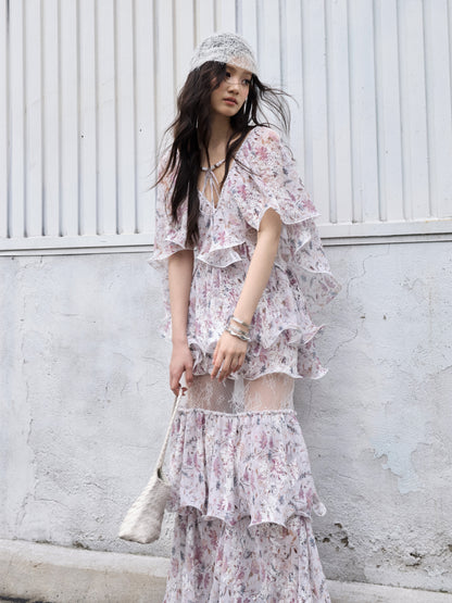 Floral Ruffle Two-Piece Dress | Retro Romantic 26SS Set