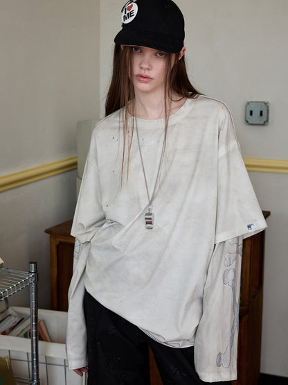 Distressed Faux Layered Long Sleeve Tee