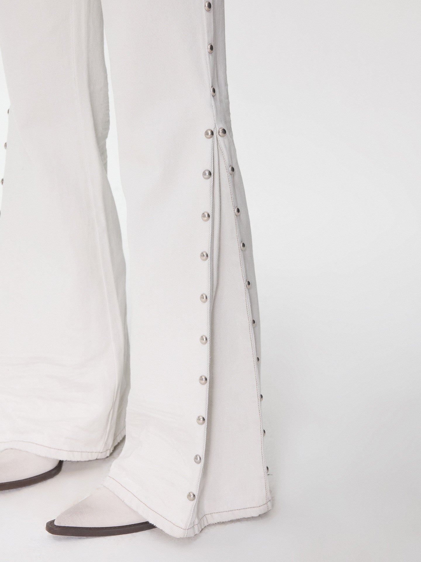 Studded Low-Rise Flared Jeans