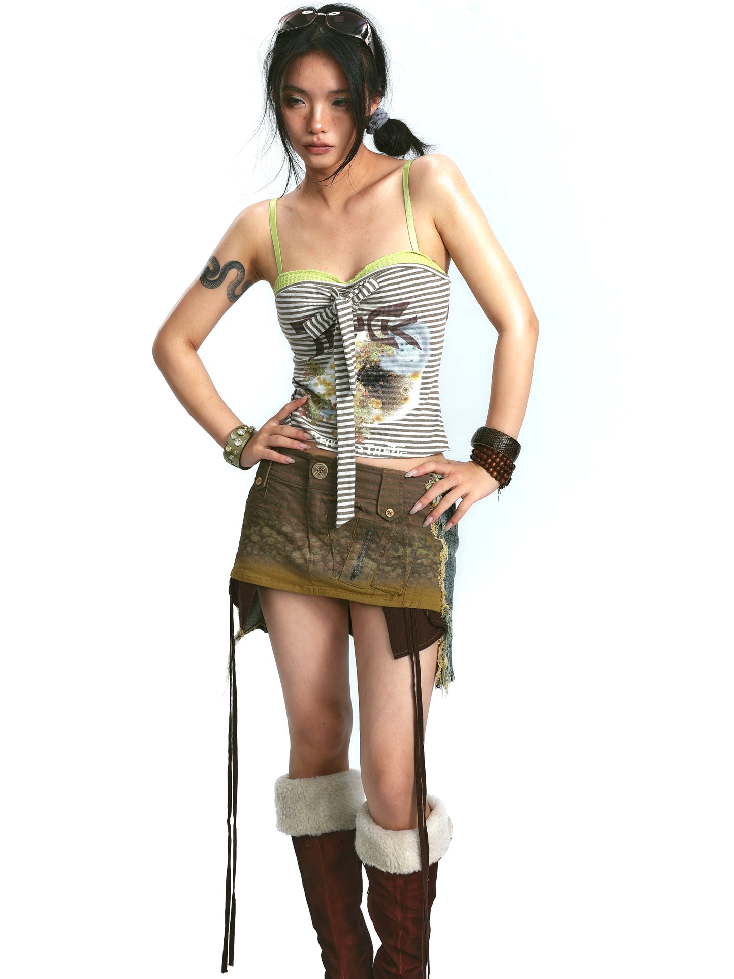 Striped Halterneck Cami – Sporty Knit Style