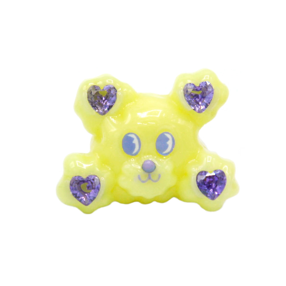 Bear Resin Heart Ring Set