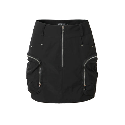 Workwear Pocket Short A-line Skirt with Belt