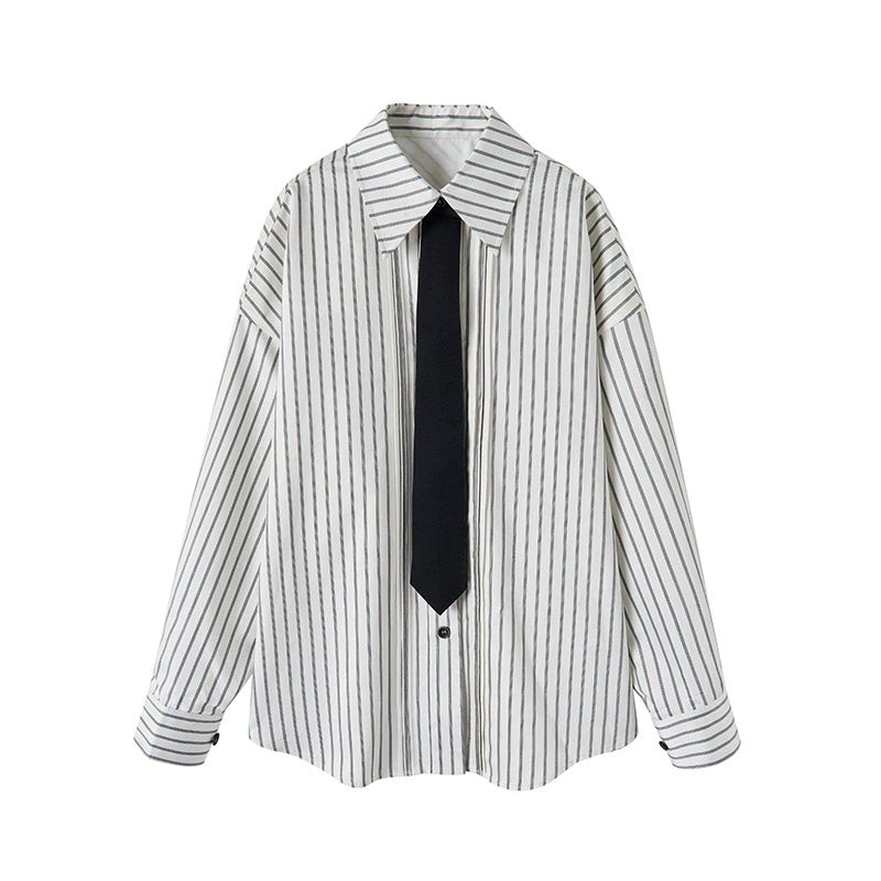 Yuan Striped Neutral Loose Wrinkle-Resistant Shirt