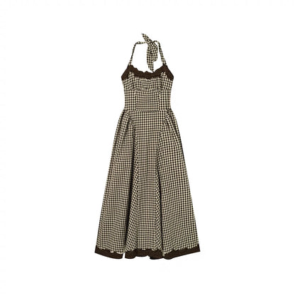 [Watts College] French Country Lace Checkered Dress - Women's Summer Camisole