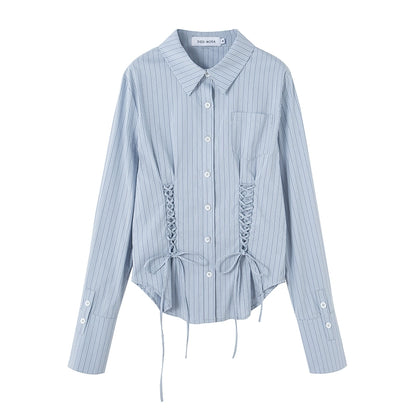 Striped Blue - Flip Collar Shirt