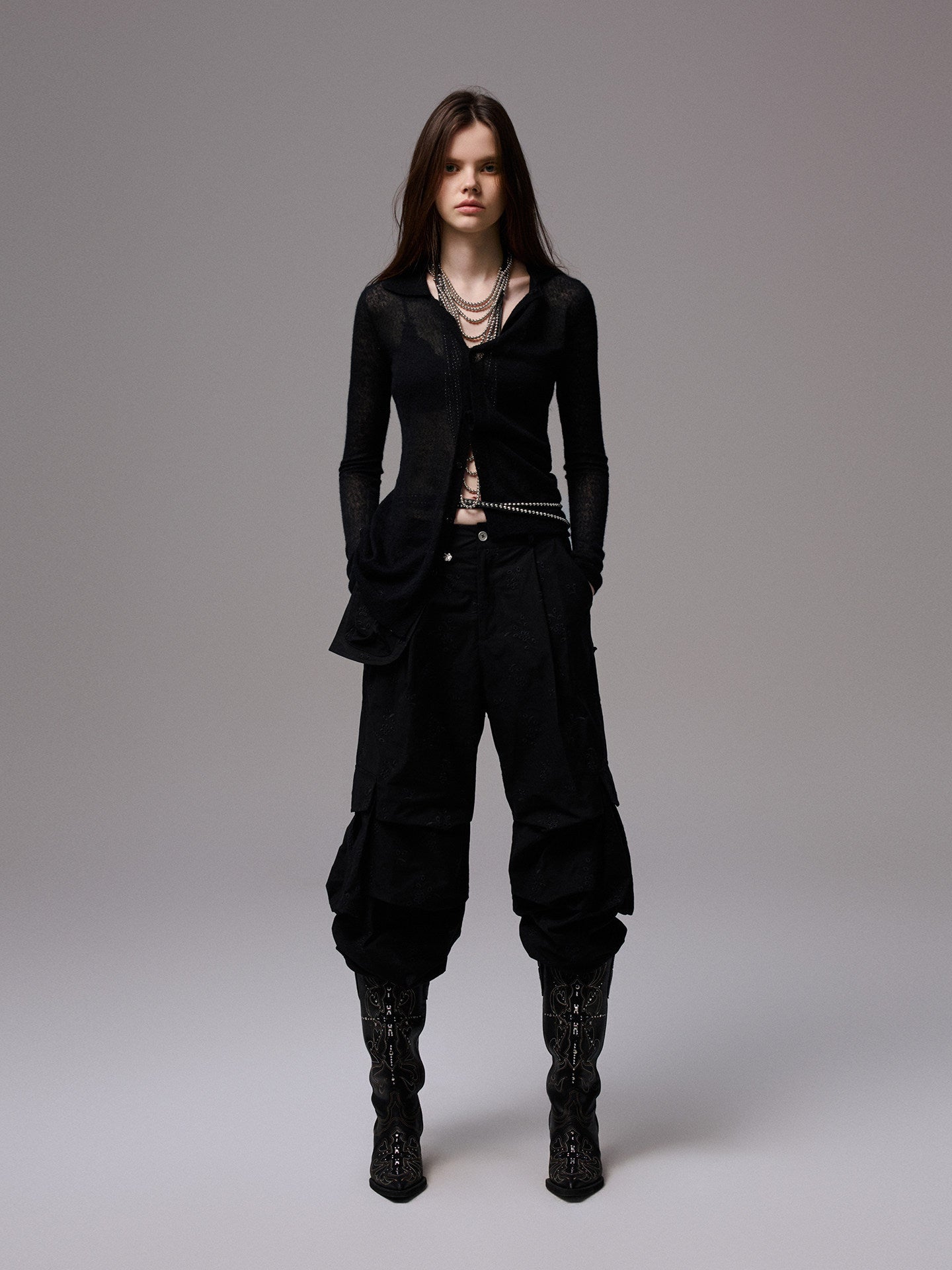 Sheer Mohair Knit Cardigan