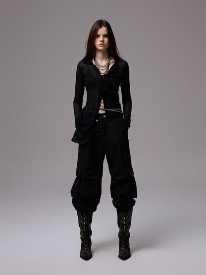 Sheer Mohair Knit Cardigan