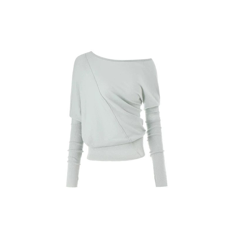 Asymmetrical Tencel Knit Cover-Up – Lightweight Slim Long Sleeve Base Layer
