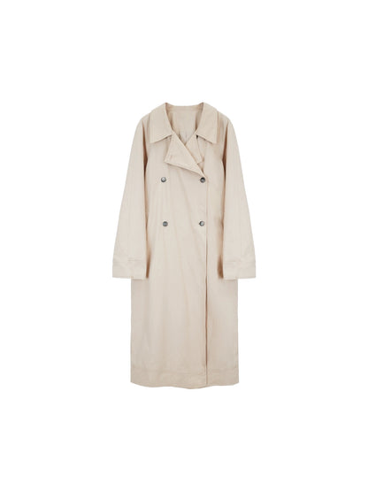 Walking in Autumn 100% Cotton Long Trench Coat – Wine Afternoon Edition
