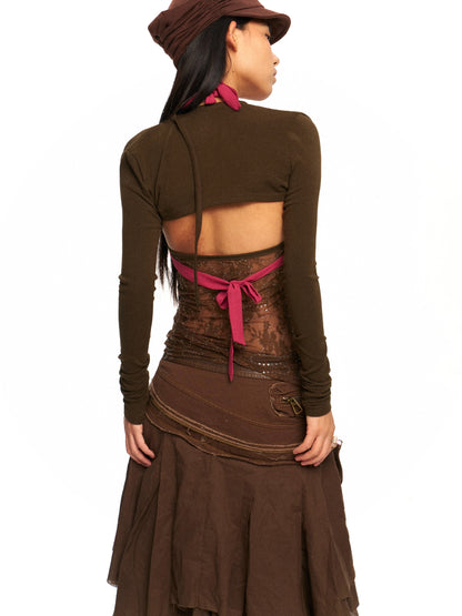 Beaded Knit Halterneck Top – Glam Embellished Look