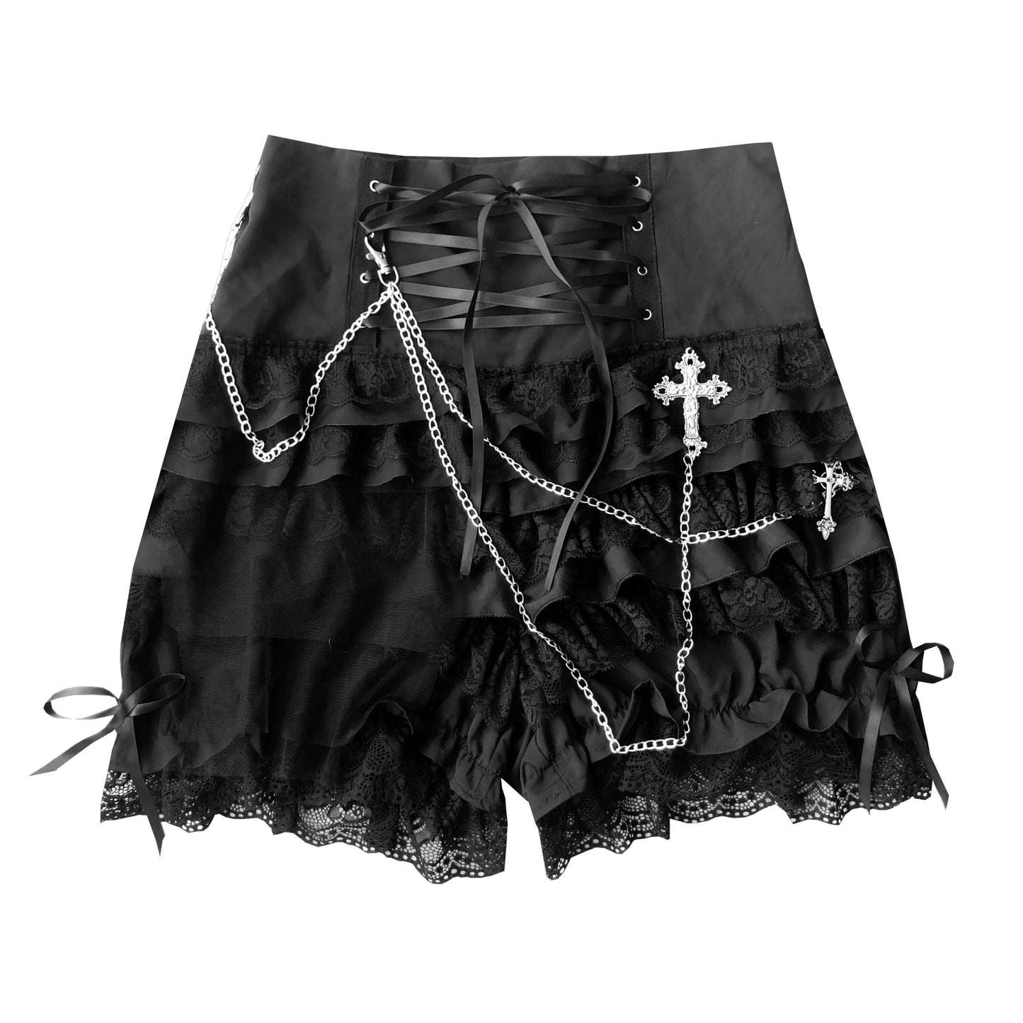 Gothic Punk Chain Lace Strap Skirt