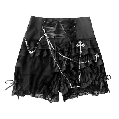 Gothic Punk Chain Lace Strap Skirt