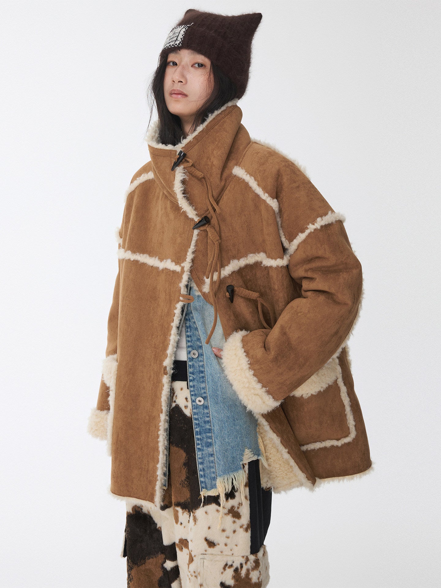 Stand-Collar Reversible Fur Coat