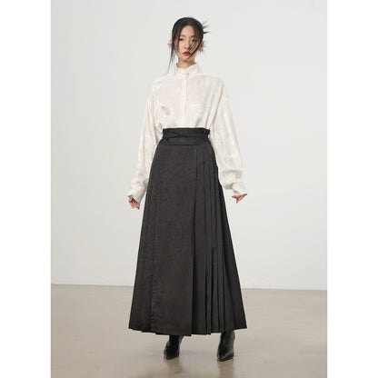 Chinese Collar Shirt Skirt Set