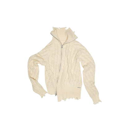 Suede Velvet Cable Cardigan – Midi-Length Designer Knitwear