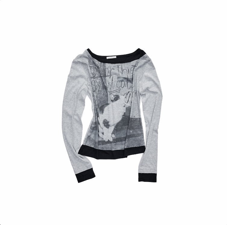 Cat & Dog Off-Shoulder Layered Tee