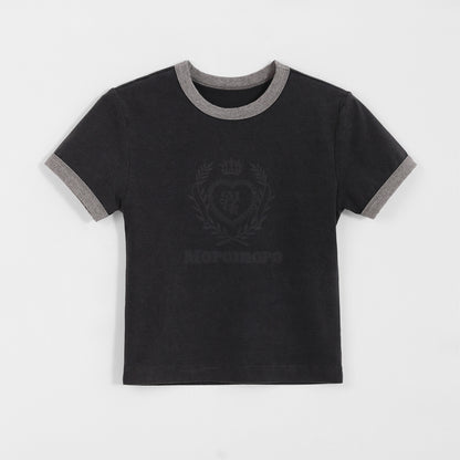 Contrast Round Neck Short T-shirt