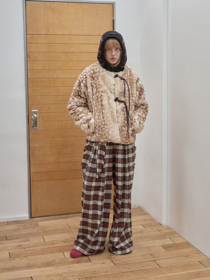 Deer Print Rabbit Fur Coat