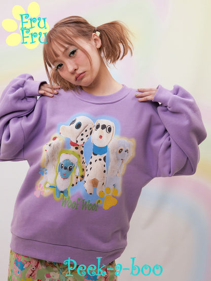 Dalmatian Fleece Sweatshirt | Oversized Purple Winter Pullover