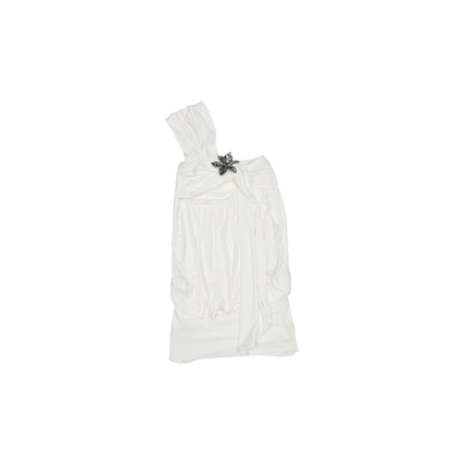 One-Shoulder Acetate Bandeau Dress – Slim Fit Pleated Wrap Mini