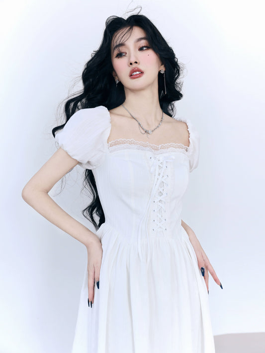 Lazy Weekend White French Strap Dress