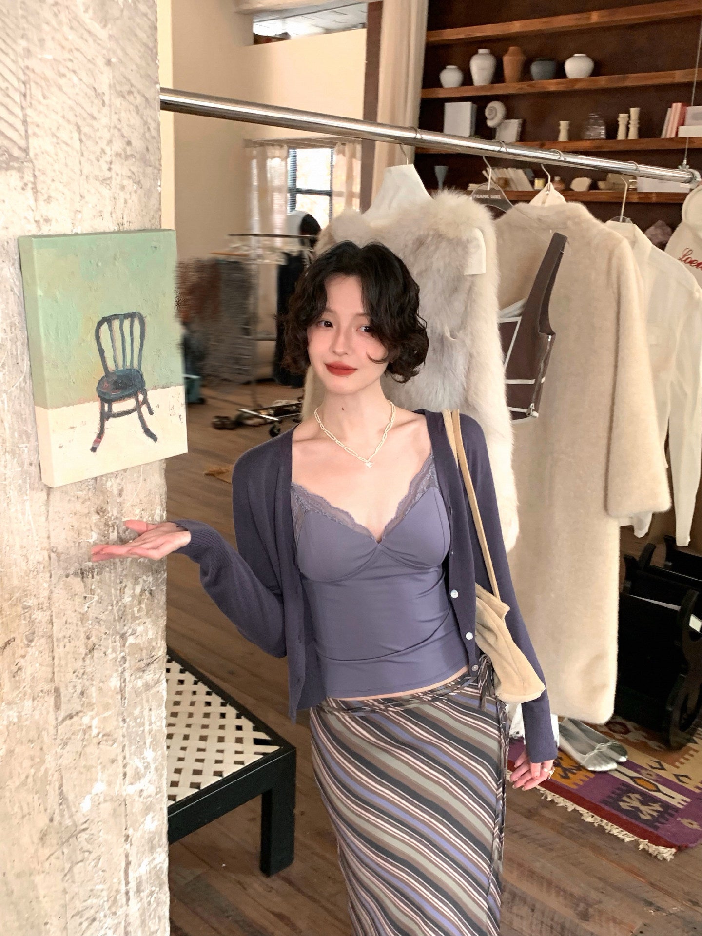 Tsubaki Rixu Cropped Knit Cardigan