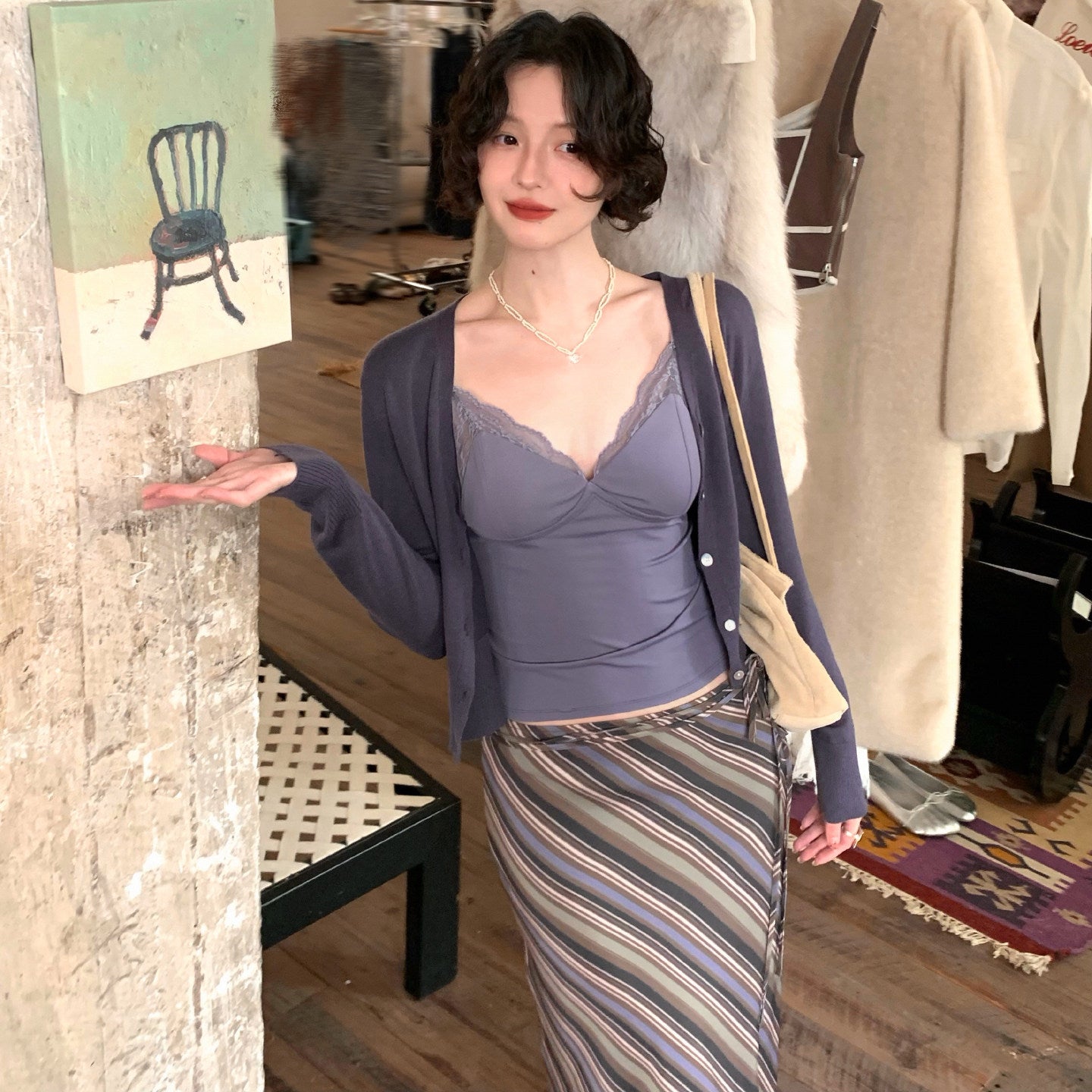 Tsubaki Rixu Cropped Knit Cardigan