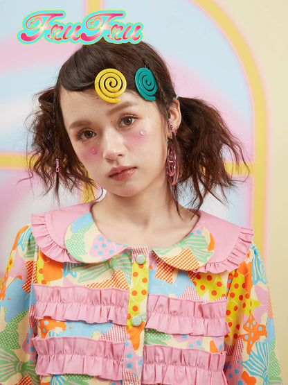 Gollum Store Girls' Room Original Cartoon Girl Autumn/Winter Pink Doll Collar Shirt