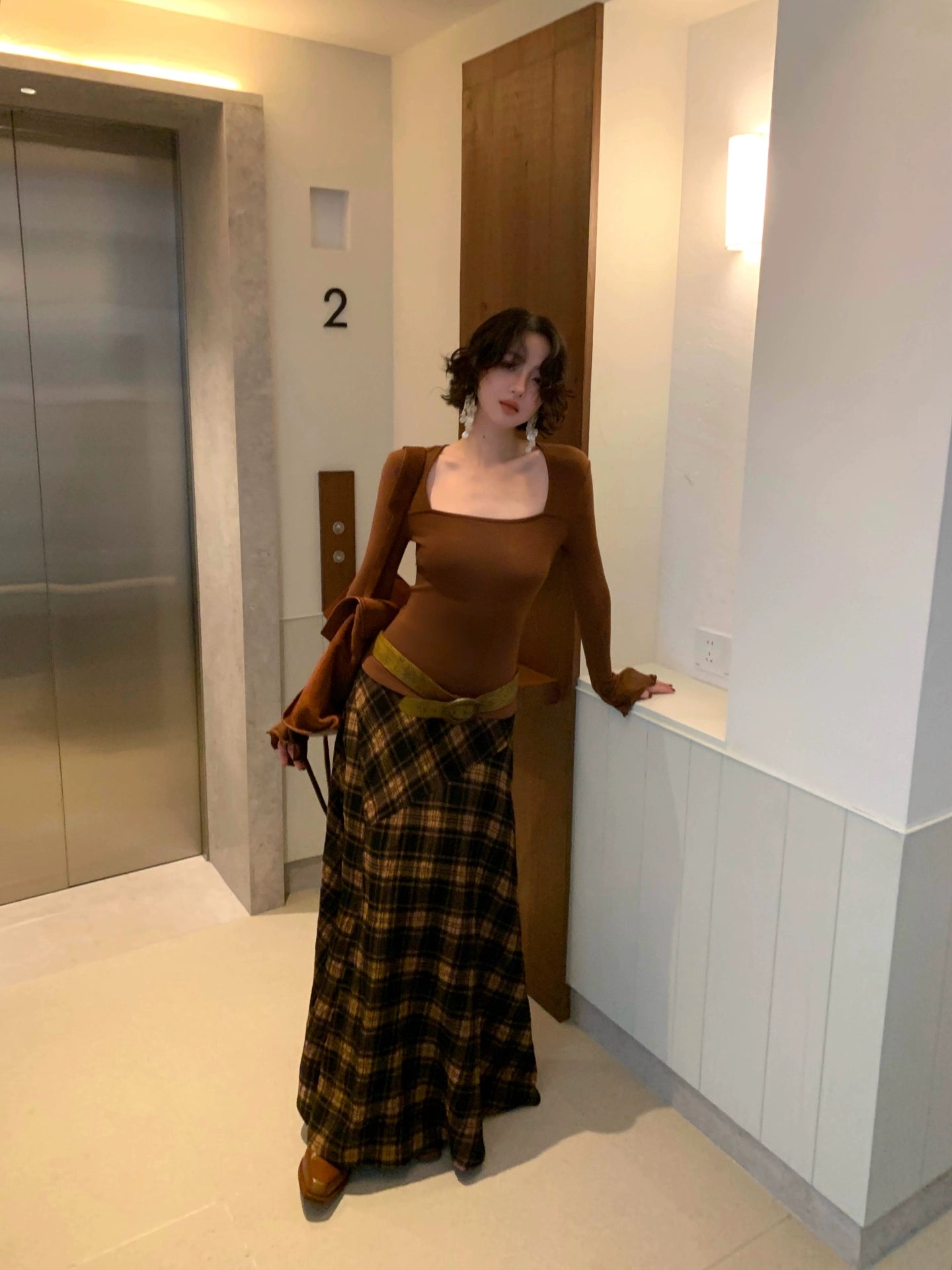 Nordic Plaid Wool-Blend Long Skirt – Hong Kong Retro Autumn/Winter