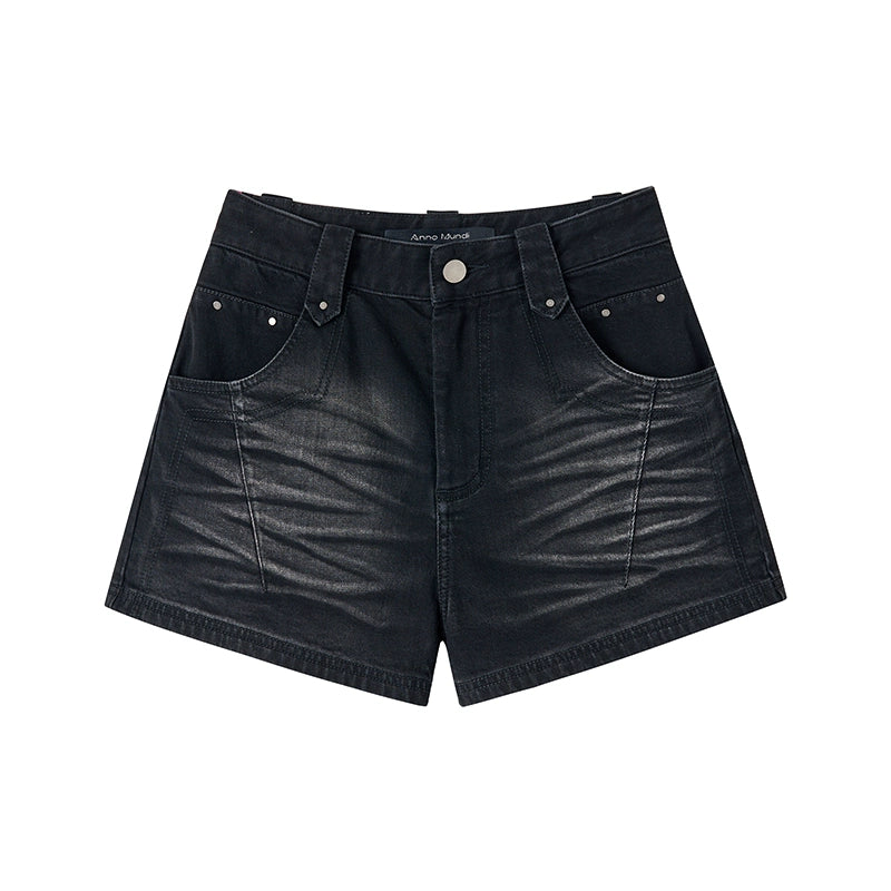 Cotton Denim Mid Rise Shorts