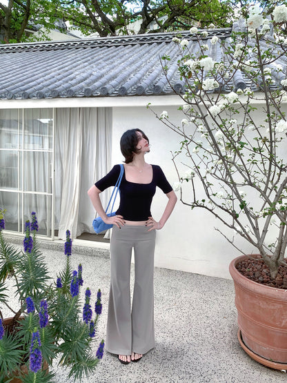 Walking with Tsubaki Draped High-Waisted Trousers