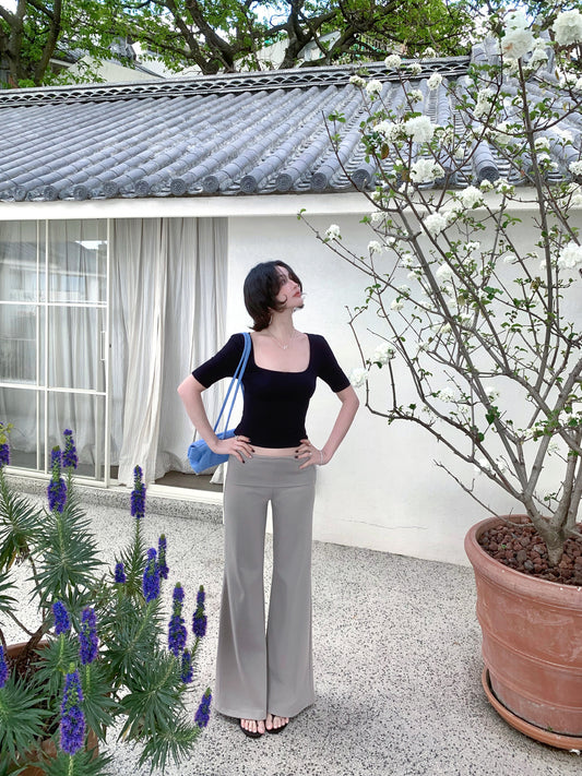 Walking with Tsubaki Draped High-Waisted Trousers