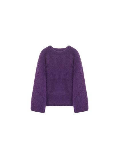 Rabbit Fur Blend Relaxed Knit Sweater