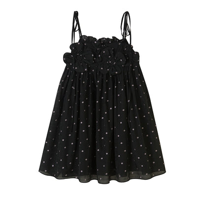 Flower Sling - Black Tie A-line Skirt