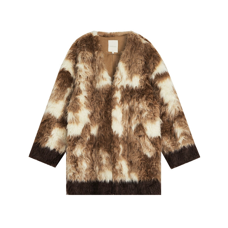 Mela Fleece Fur Contrast Coat