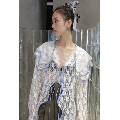 Bi Wave Sequin Lace Long Shirt