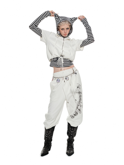 Cat Ear Hoodie Tee – Heavy Short Sleeve Streetwear Top