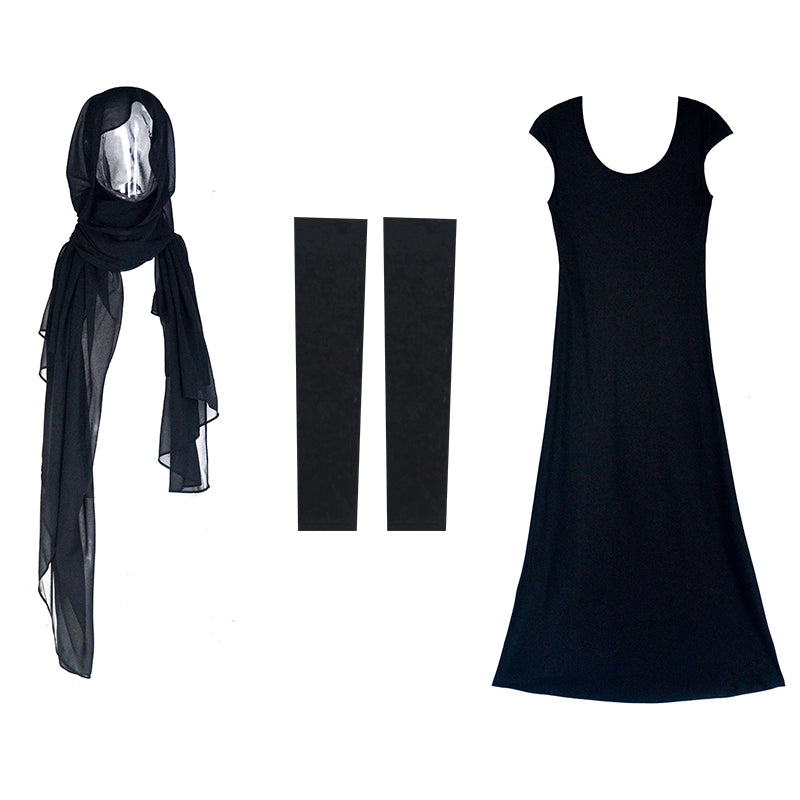 Robe longue noire diagonale