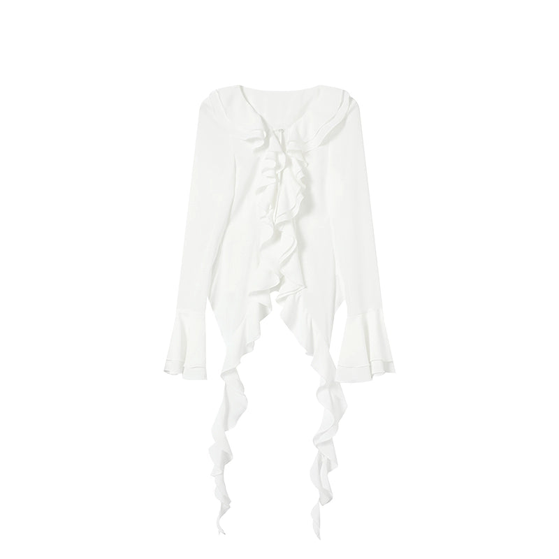 [Semi-Transparent Chiffon] Niche Lace-Up Chiffon Shirt - Summer Edition