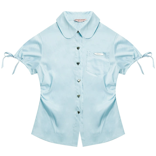 Puff Sleeve Bow Blouse | High-End Retro American Design for Summer