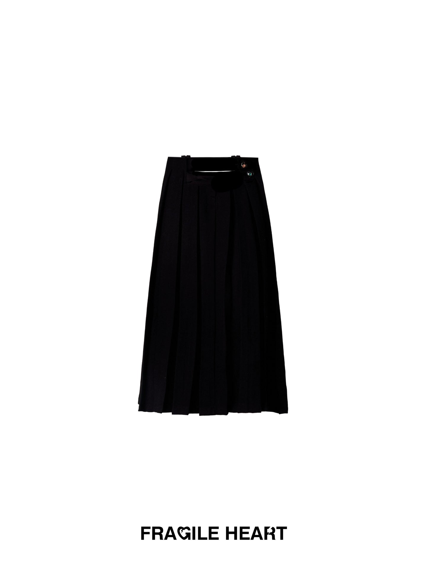 Midnight Florence Black Pleated Long Double Belt Dress