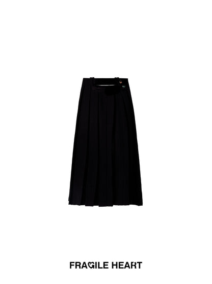 Midnight Florence Black Pleated Long Double Belt Dress