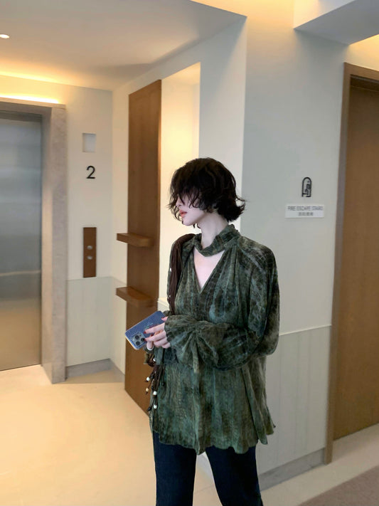 Golden Flame Tie-Dye Shirt & Tank Top Set – Hong Kong Retro Autumn Layers