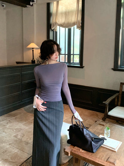 Exclusive Long Striped High-Waisted Bodycon Skirt – Hong Kong Retro