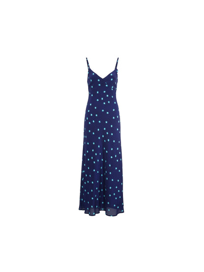 Blue Star Silk Chiffon Maxi Dress