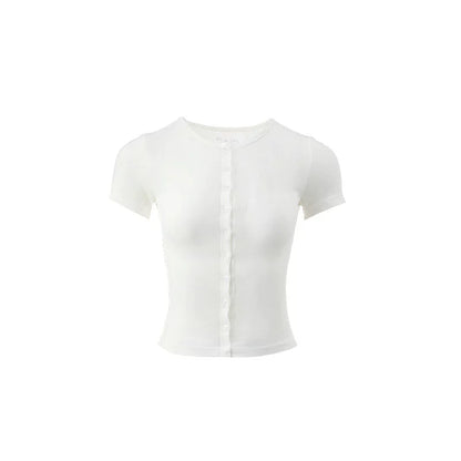 Semi-Sheer Knitted Cropped Cardigan – Tight Waist Slim Early Autumn Top