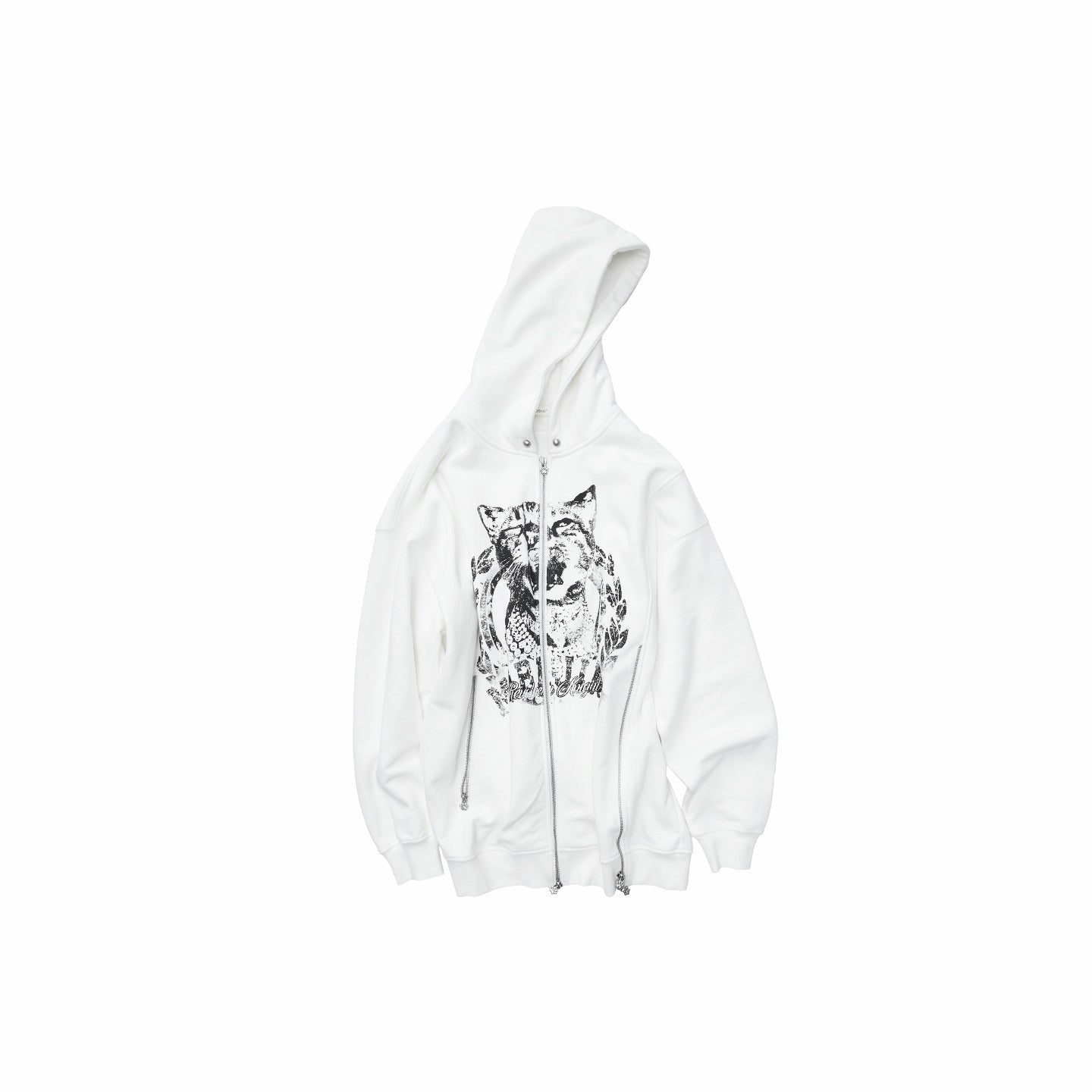 Cat Print Double-Zip Sweatshirt